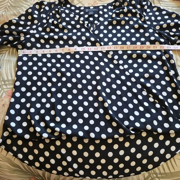 3/$25 INC International Concepts Polka Dot Blouse Black White XL Ruffle Sleeve - Picture 7 of 10